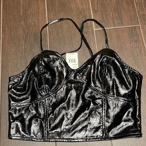 NWT shiny patent/ faux leather top! Sexy, side zipper